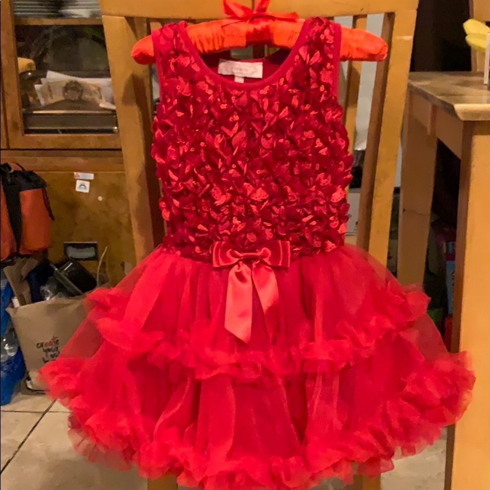 Popatu Dress red sequins & ruffles sz small